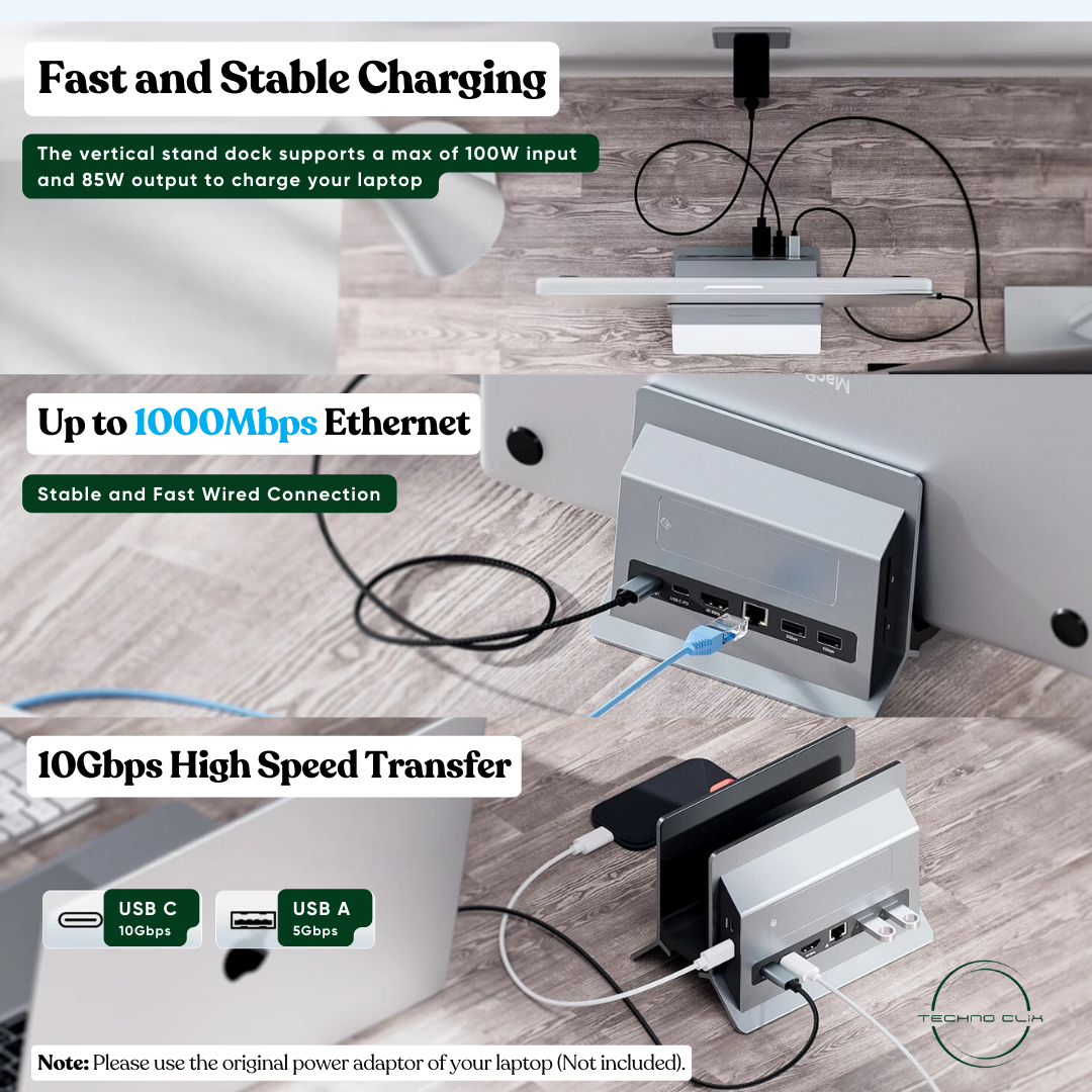 TechnoClix Vertical Laptop Docking Station